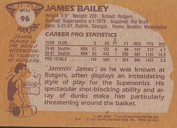 1981-82 Topps #W96 James Bailey Back