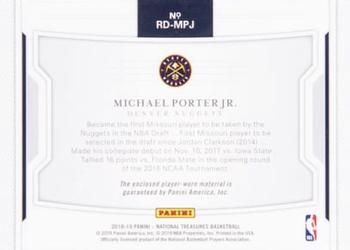 2018-19 Panini National Treasures - Rookie Dual Materials Super Prime #RD-MPJ Michael Porter Jr. Back
