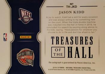 2018-19 Panini National Treasures - Treasures of the Hall Bronze #TH-JKD Jason Kidd Back