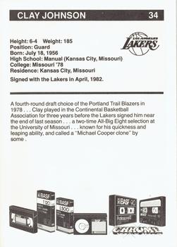1982-83 BASF Los Angeles Lakers #NNO Clay Johnson Back