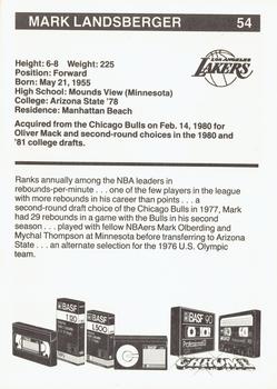 1982-83 BASF Los Angeles Lakers #NNO Mark Landsberger Back