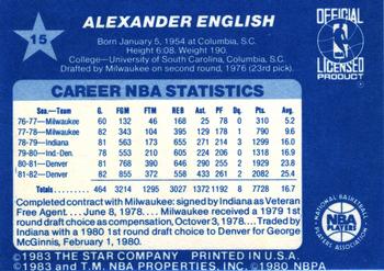 1983 Star All-Star Game #15 Alex English Back