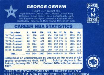 1983 Star All-Star Game #16 George Gervin Back
