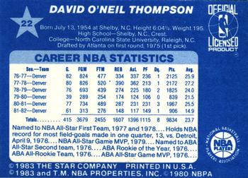 1983 Star All-Star Game #22 David Thompson Back