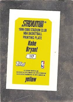1999-00 Stadium Club - Printing Plates Yellow #117 Kobe Bryant Back