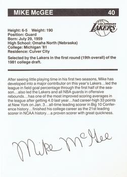 1983-84 BASF Los Angeles Lakers  #7 Mike McGee Back