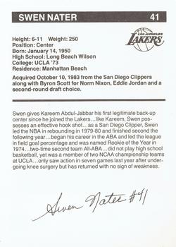 1983-84 BASF Los Angeles Lakers  #8 Swen Nater Back