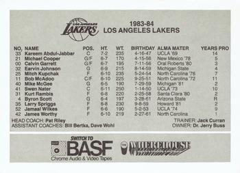 1983-84 BASF Los Angeles Lakers  #14 Team Photo Back