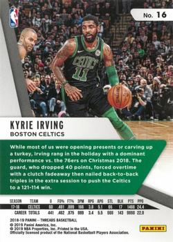 2018-19 Panini Threads #16 Kyrie Irving Back