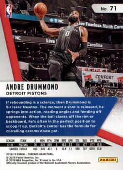 2018-19 Panini Threads #71 Andre Drummond Back