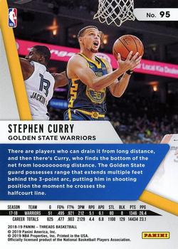 2018-19 Panini Threads #95 Stephen Curry Back