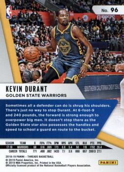 2018-19 Panini Threads #96 Kevin Durant Back