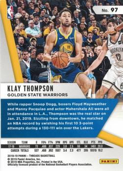 2018-19 Panini Threads #97 Klay Thompson Back