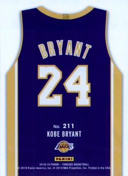 2018-19 Panini Threads #211 Kobe Bryant Back