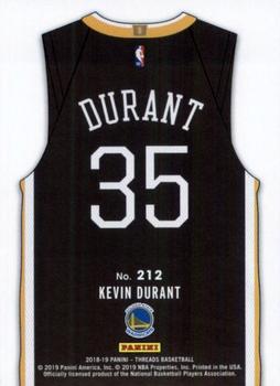 2018-19 Panini Threads #212 Kevin Durant Back