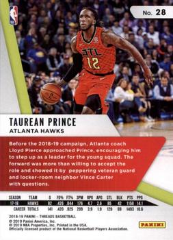 2018-19 Panini Threads - Dazzle #28 Taurean Prince Back