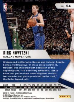 2018-19 Panini Threads - Dazzle #54 Dirk Nowitzki Back