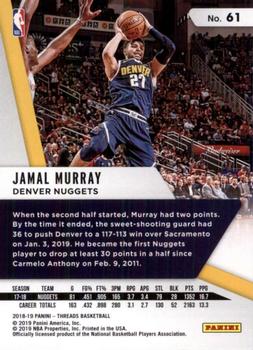 2018-19 Panini Threads - Dazzle #61 Jamal Murray Back