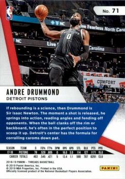 2018-19 Panini Threads - Dazzle #71 Andre Drummond Back