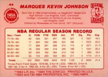 1983-84 Star #44 Marques Johnson Back