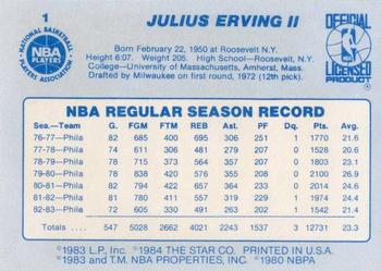 1983-84 Star #1 Julius Erving Back