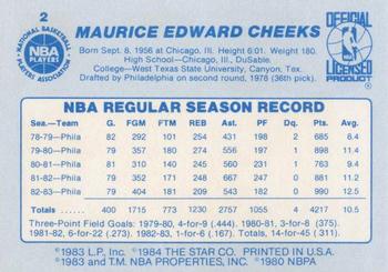 1983-84 Star #2 Maurice Cheeks Back