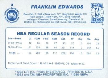 1983-84 Star #3 Franklin Edwards Back