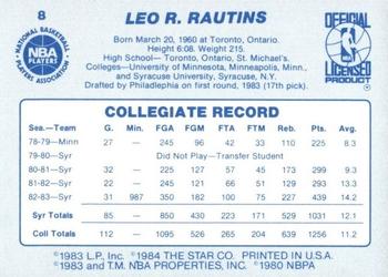 1983-84 Star #8 Leo Rautins Back
