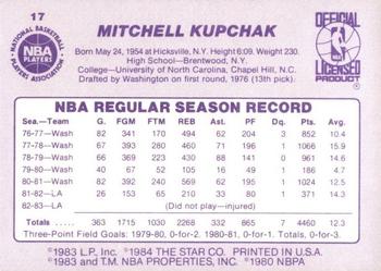 1983-84 Star #17 Mitch Kupchak Back