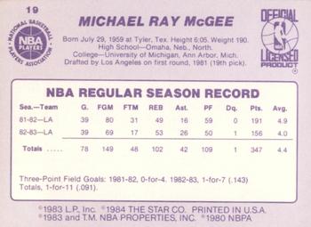 1983-84 Star #19 Mike McGee Back