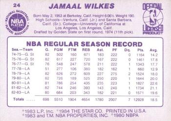 1983-84 Star #24 Jamaal Wilkes Back