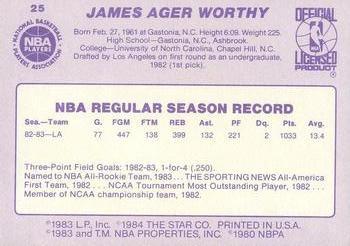 1983-84 Star #25 James Worthy Back