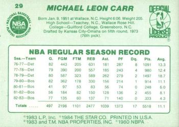 1983-84 Star #29 M.L. Carr Back
