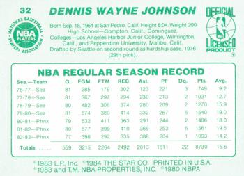 1983-84 Star #32 Dennis Johnson Back