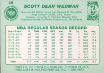 1983-84 Star #36 Scott Wedman Back