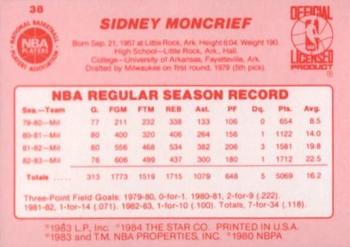 1983-84 Star #38 Sidney Moncrief Back