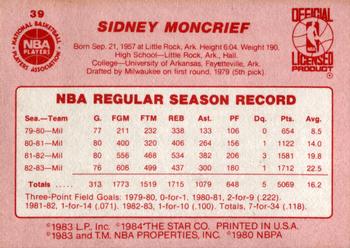1983-84 Star #39 Sidney Moncrief Back