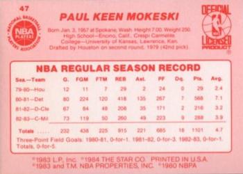 1983-84 Star #47 Paul Mokeski Back
