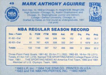 1983-84 Star #49 Mark Aguirre Back
