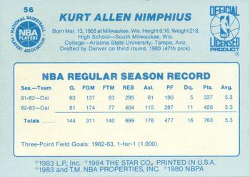 1983-84 Star #56 Kurt Nimphius Back