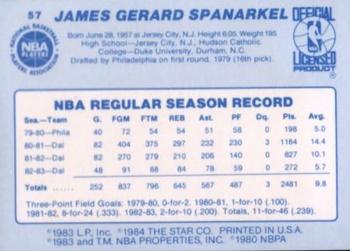 1983-84 Star #57 Jim Spanarkel Back