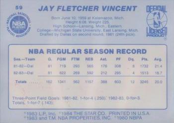 1983-84 Star #59 Jay Vincent Back