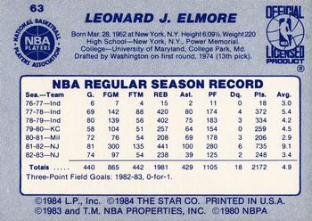 1983-84 Star #63 Len Elmore Back
