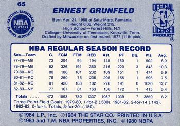 1983-84 Star #65 Ernie Grunfeld Back