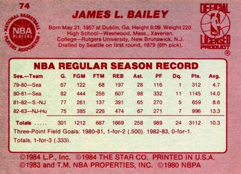 1983-84 Star #74 James Bailey Back