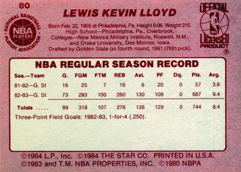 1983-84 Star #80 Lewis Lloyd Back