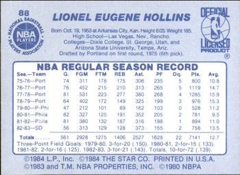 1983-84 Star #88 Lionel Hollins Back