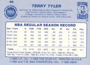 1983-84 Star #96 Terry Tyler Back
