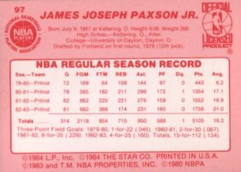 1983-84 Star #97 Jim Paxson Back