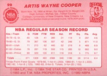 1983-84 Star #99 Wayne Cooper Back